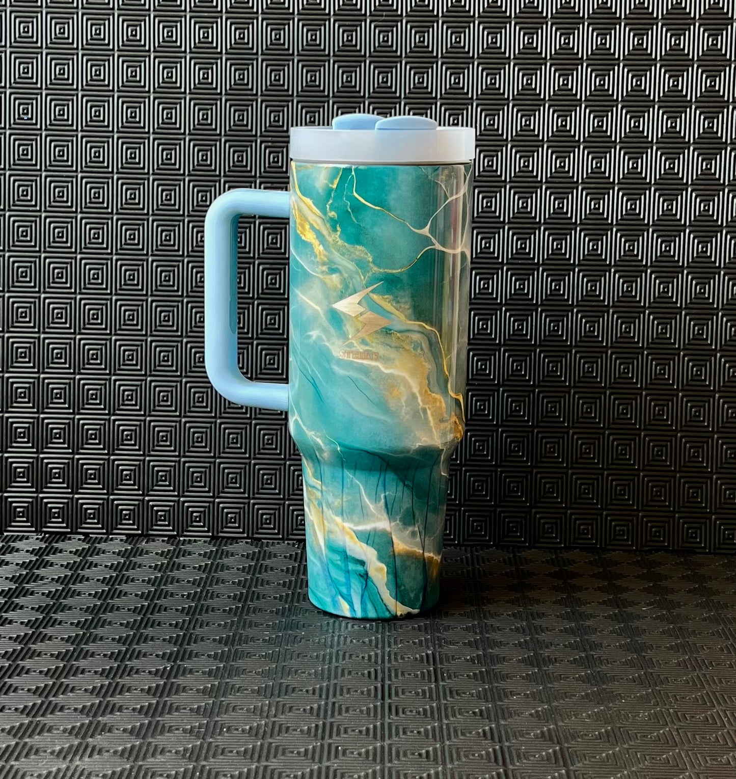 Aqua Green Marble Water Bottle.