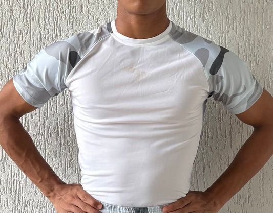⚡ STRIKE AEROFIT™ – White Camo Performance Compression Tee